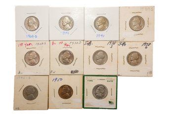 Collection Of Mix Jefferson Nickels Dates Varying From 1939-1969