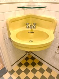 A Rare Vintage Crane Corner Sink In Citrus Yellow - Lower Level