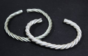 Two Large And Heavy Silver Cuff Bracelets