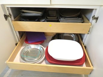 2 Drawers Full Of Bakeware Calphalon Anchor Corning