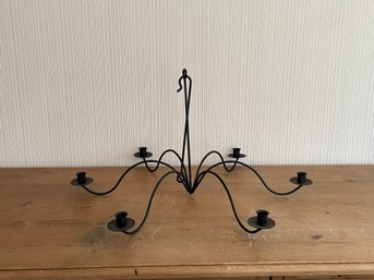 Vintage Wrought Iron Candle Chandelier - 6 Arms