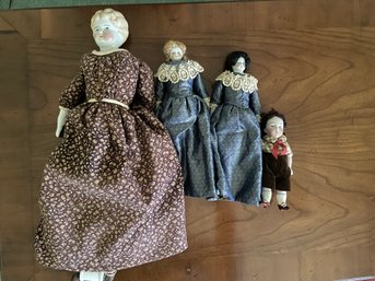 4 Porcelain Dolls. 5' To 14' Tall