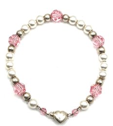 Vintage Pink, White, And Gray Beaded Bracelet