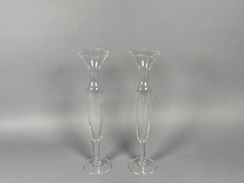 Pretty Etched Floral Glass Vases