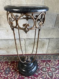 Marbled And Brass Accent Table Stand