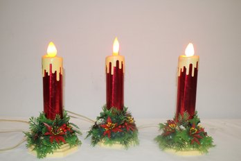 Lot Of Three Vintage Decorative Electrified Candles