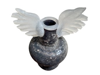 Angel Wings Vase # 3 Black  With Scavo Finish. Crafted By A Local Guilford Artist