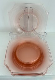 Pink Depression Glass Fostoria #2342 Octagonal 7.5' Salad Plates Lot Of 7
