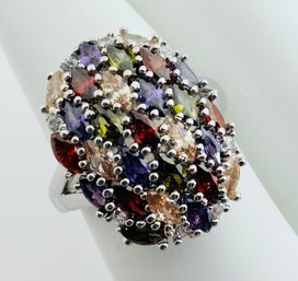 GORGEOUS STERLING SILVER MULTI GEMSTONE RING