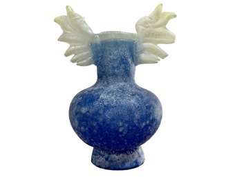 Angel Wings Vase #4 Blue  With Scavo Finish. Crafted By A Local Guilford Artist