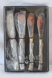 Set Of 4 Woodland Branch Cheese Pate Knives Spreaders By The Bombay Company