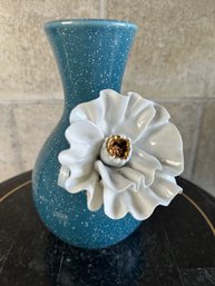 Anthropology Blue Speckled White Flower Vase