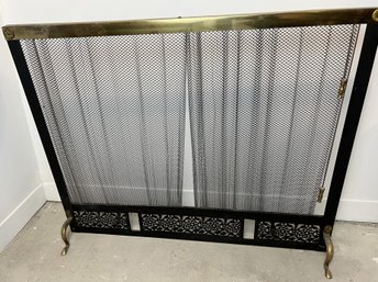 Fireplace Screen With Brass Accents