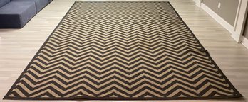 Ballard Design - 9x12 Khaki And Black Herringbone Indoor Outdoor Rug