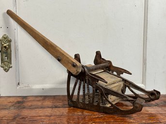 An Antique Industrial Mop Wringer In Cast Iron & Wood
