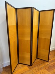 A Solid Oak Parquetry Design Room Screen - Four Panel