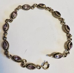 VINTAGE STERLING SILVER AMETHYST BRACELET