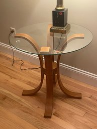 MIDCENTURY MODERN BENTWOOD TABLE W/ GLASS TOP