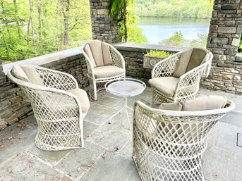 Mid Century Russell Woodard 4 Piece Spun Fiberglass Patio Set (A)