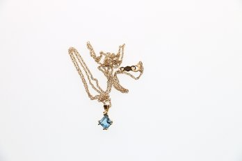 14k Yellow Gold  Blue Topaz Necklace