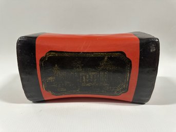 Chinese Lacquered Leather Pillow