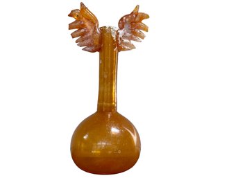 Angel Wings Vase #6 -  Tall Orange With Scavo Finish. Crafted By A Local Guilford Artist