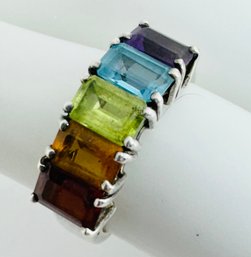 STERLING SILVER MULTI GEMSTONE RING