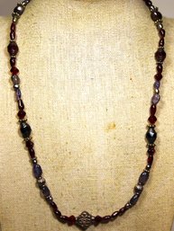 Vintage Genuine Garnet Beaded Stone Necklace 18' Long