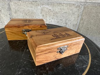 Religious Red Lined Wooden Boxes