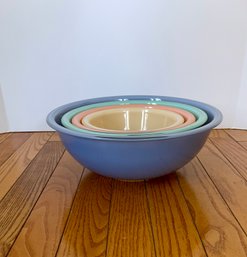 Four Colored Glass Pyrex Nesting Mixing Bowls