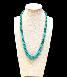 Vintage Sterling Silver And Turquoise Beaded Necklace