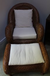 Pottery Barn Rattan Chair And Ottoman 31x35x36 In