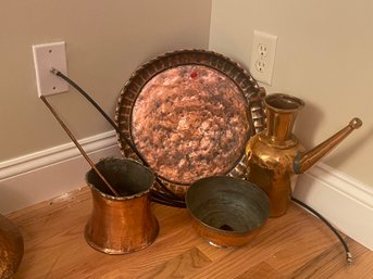 FOUR PIECES ANTIQUE COPPER