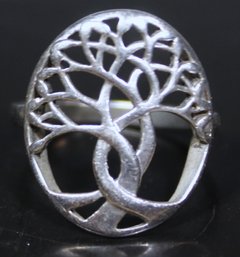 Sterling Silver Ladies Ring Tree Design Size 6.5