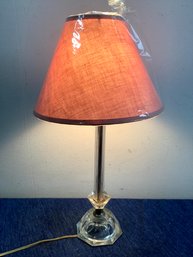 Vintage Glass Lamp With Pink Shade