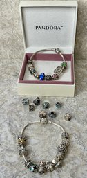Pair Of PANDORA Silver Bracelets And Charms!