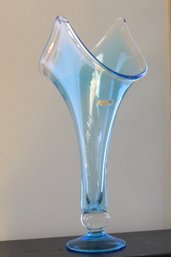 A Magnificent Hand Blown Italian Blue Glass Vase