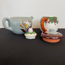 A Pair Of Pretty Teapots - One Stangl, Trenton, NJ & One CBK LTD. Raised Relief 1996 Made In China