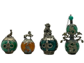 Intricately Carved Vintage Chinese Zodiac Figurines & Snuff Bottle