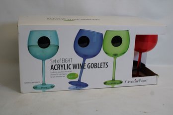 Set Of Eight Acrylic Wine Goblets New In Box