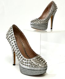 A Pair Of Silver Studded Heels By Vince Camuto - Eu 35/5B