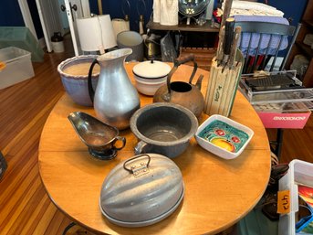 Vintage Lot Including Aluminum Mold And Wood Knife Block