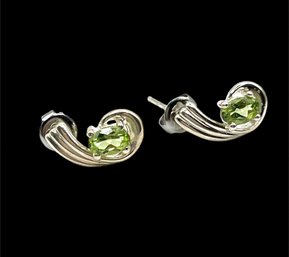 Vintage Sterling Silver And Peridot Earrings