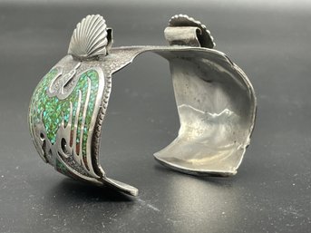 An Impressive Vintage Southwestern Silver Cuff Watch Band. Navajo ? Mexico ?