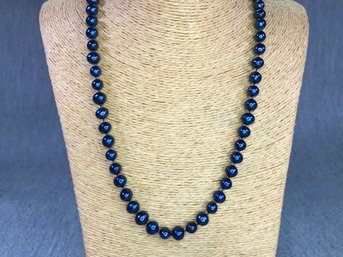 Wonderful Brand New Cultured Baroque South Sea Pearl Necklace - Nice Dark Blue Color - 18K WG Plated Clasp