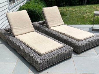 A Pair Of Modern Patio Loungers By Restoration Hardware