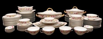 Antique Wm Guerin & Co. Limoges France Pink  And Yellow Roses On White Scallop China Set  - Over 100 Years Old