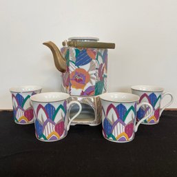 A TeaSet Limelight Hand Decorated Inspired By Designs Of E.A. Seguy A French Designer Of The 1920's