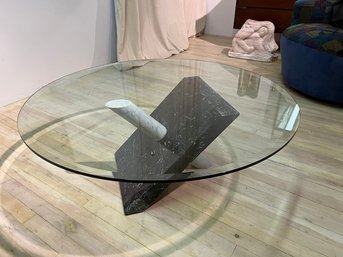1980s Maurizio Cattelan For Cattelan Italia Marble Coffee Table In Black And Gray Carrara Marble