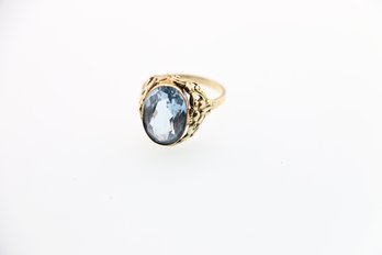 Vintage 14k Large Blue Topaz Ring Size 7